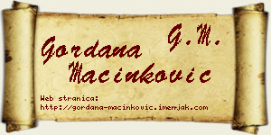 Gordana Mačinković vizit kartica